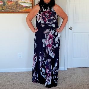 Betsy Adam navy floral maxi dress
